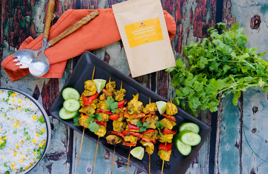 Effortless chicken skewers curry marinate