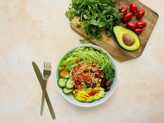 Healthy Mexican Bone Broth Rice Bowl, ready in 20 minutes, gluten free, seed oil free, organic, grass fed bone broth