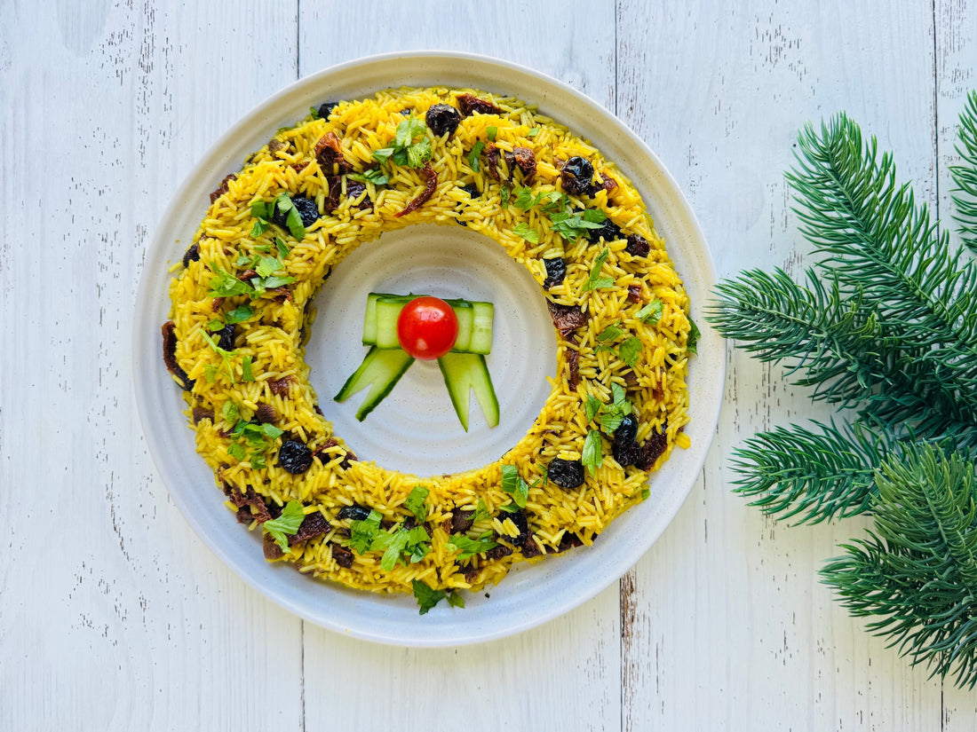 Festive Organic Chicken Bone Broth Rice Wreath