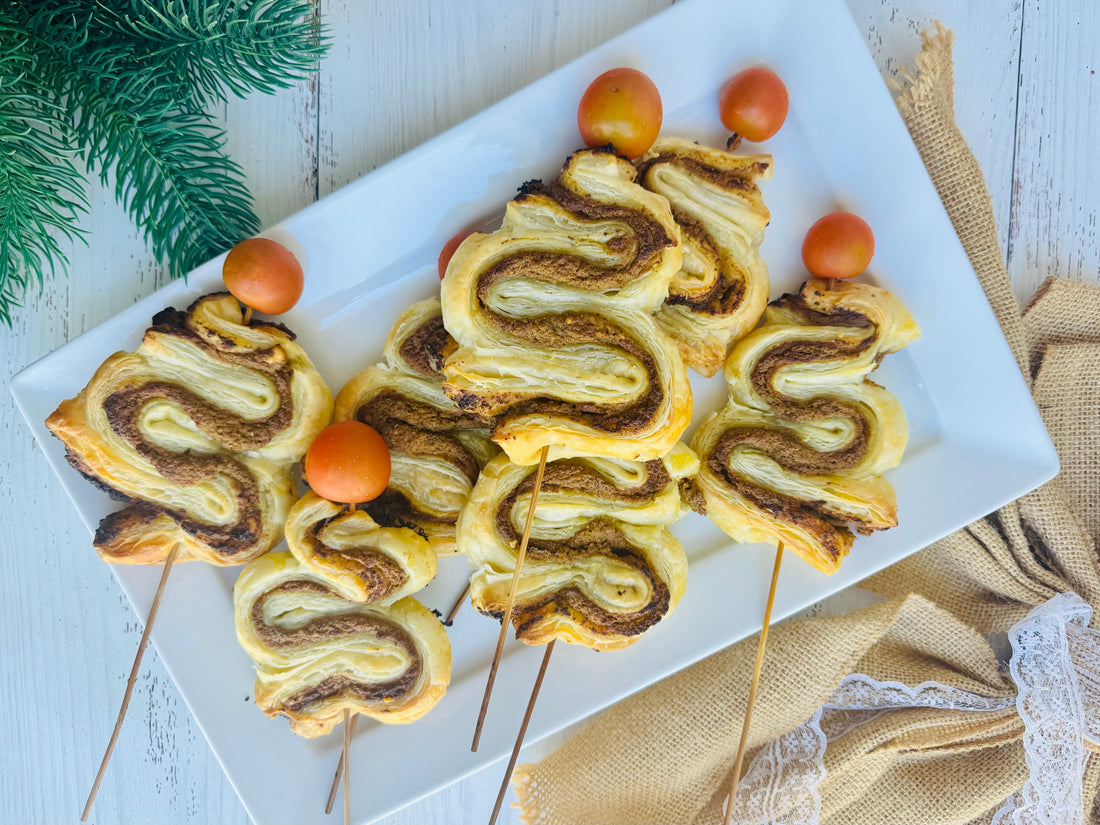 Healthy Feta & Basil Bolognese Puff Pastry Christmas trees