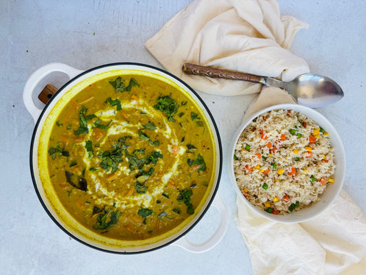 One pot Indian Masala Dahl with rice and veggies