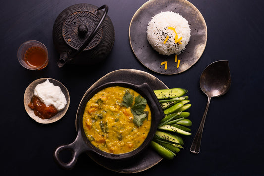 Delicious Bowl of Zesty Turmeric Dahl with rice 