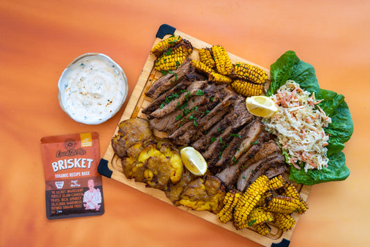 Slow-cooked brisket made with Quick Stix Brisket organic seasoning