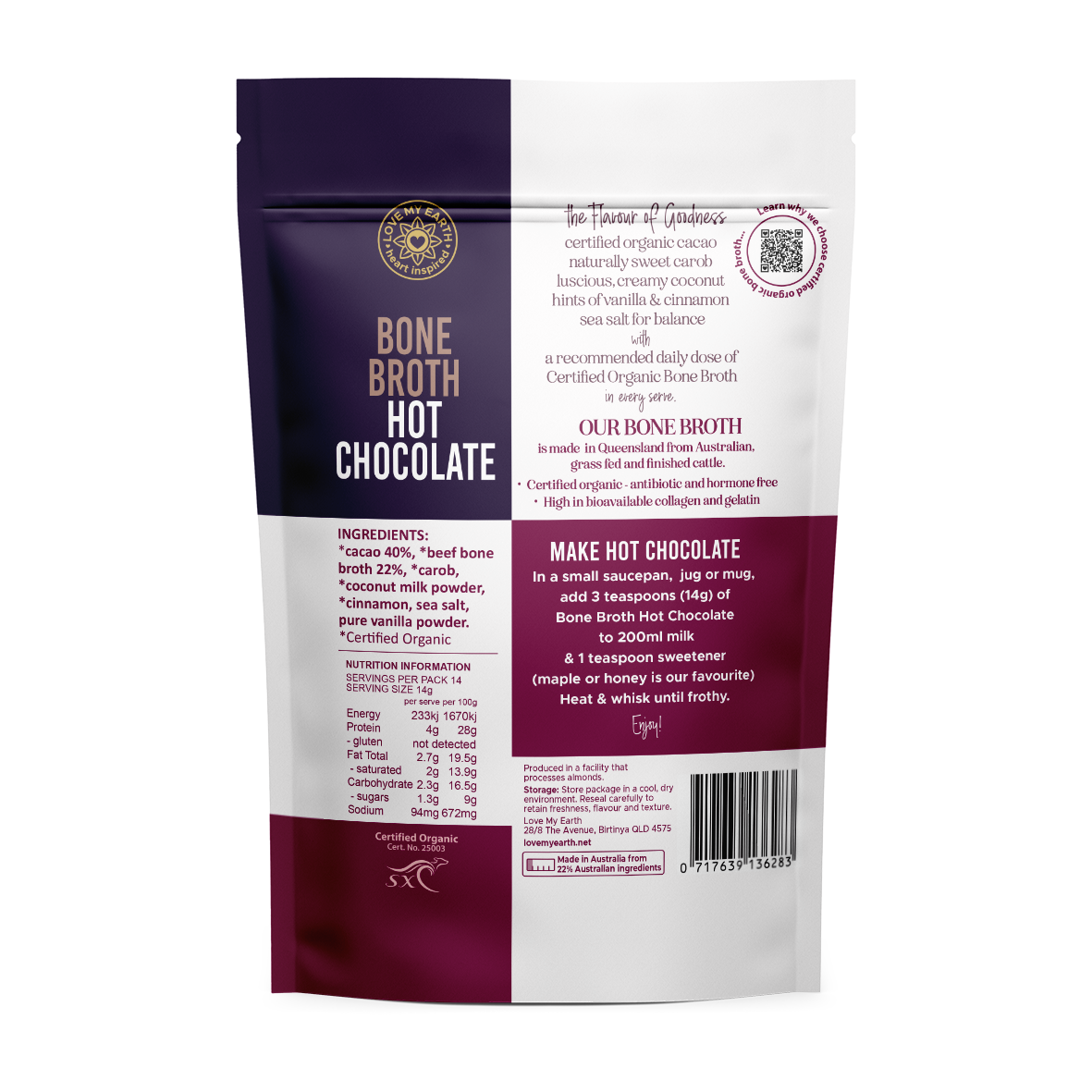 Organic Bone Broth Hot Chocolate 196g