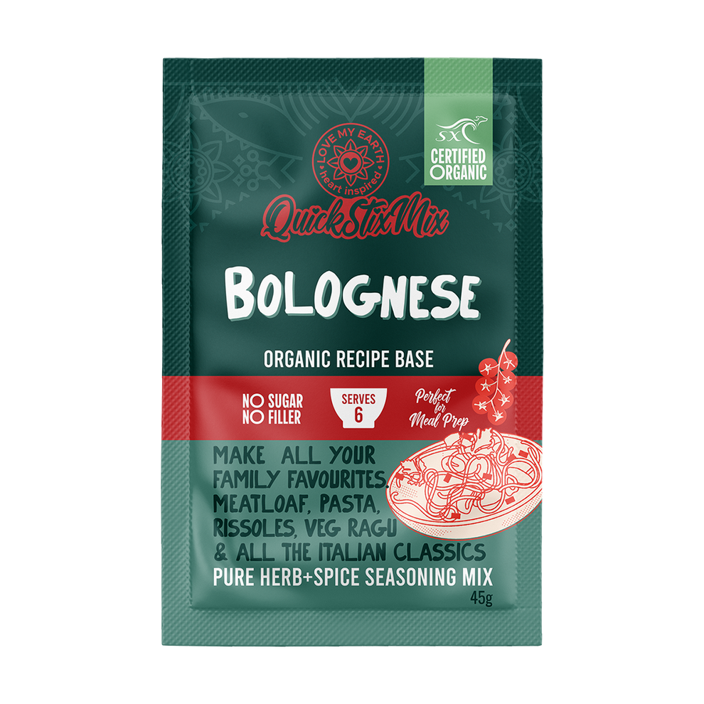 Bolognese Quick Stix Mix 45g - Organic recipe base & seasoning ...