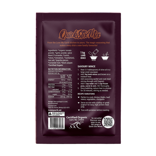 Savoury Mince Quick Stix Mix - organic recipe base